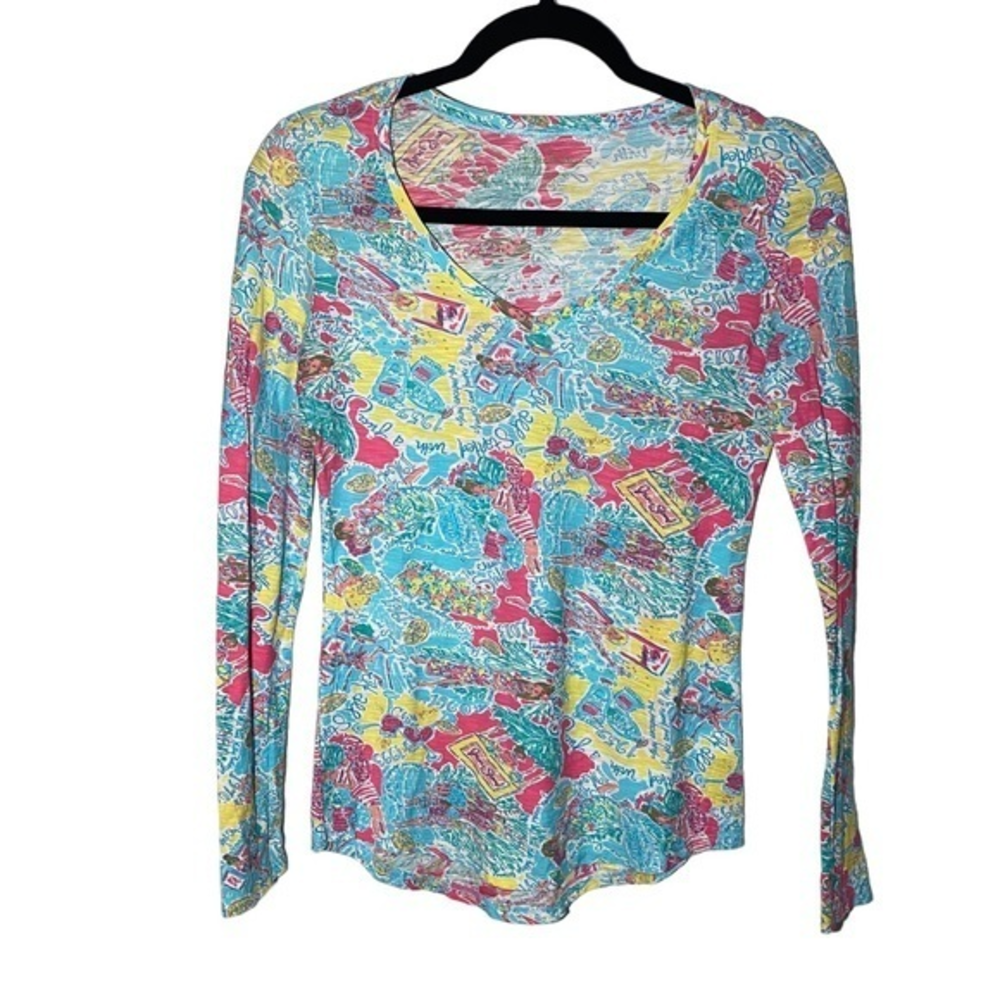 Lilly Pulitzer Womens Small In the Beginning Top Womens Size Small Long Sleeve